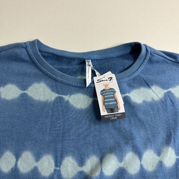 NWT Seven7 Woman’s French Terry Crew Top Tie Dye Size 2XL Sleeveless Blue - Picture 4 of 8